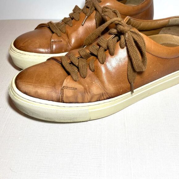 Wolf Shepherd Mens Leather Glider Chestnut Brown Tan Lace Up Sneakers Size 6 - Picture 3 of 8